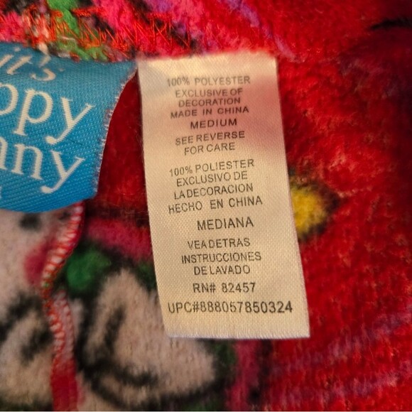 Women’s Red Y2K Happy Bunny Jim Benton Fluffy Pajama Lounge Pants Size Medium - Picture 4 of 9